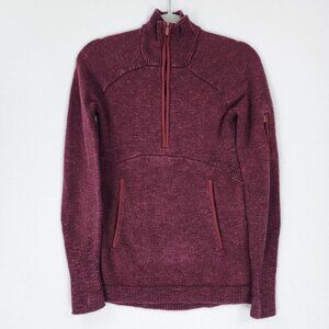 Lululemon Sweater Womens Small Burgundy Summit Stride Half Zip Knit Pullover